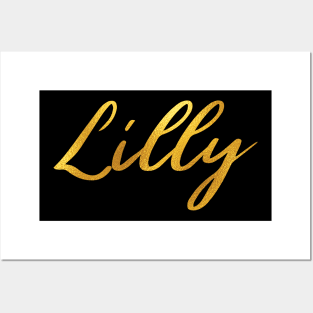 Lilly Name Hand Lettering in Faux Gold Letters Posters and Art